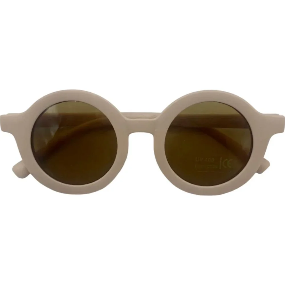New Polished Prints Light Pink Baby Toddler Girl Round Retro Sunglasses UV400